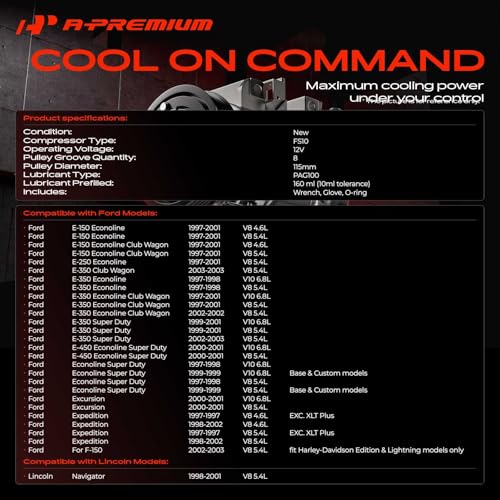 Compresseur AC pour réparer le refroidissement de Ford E-350 Econoline
