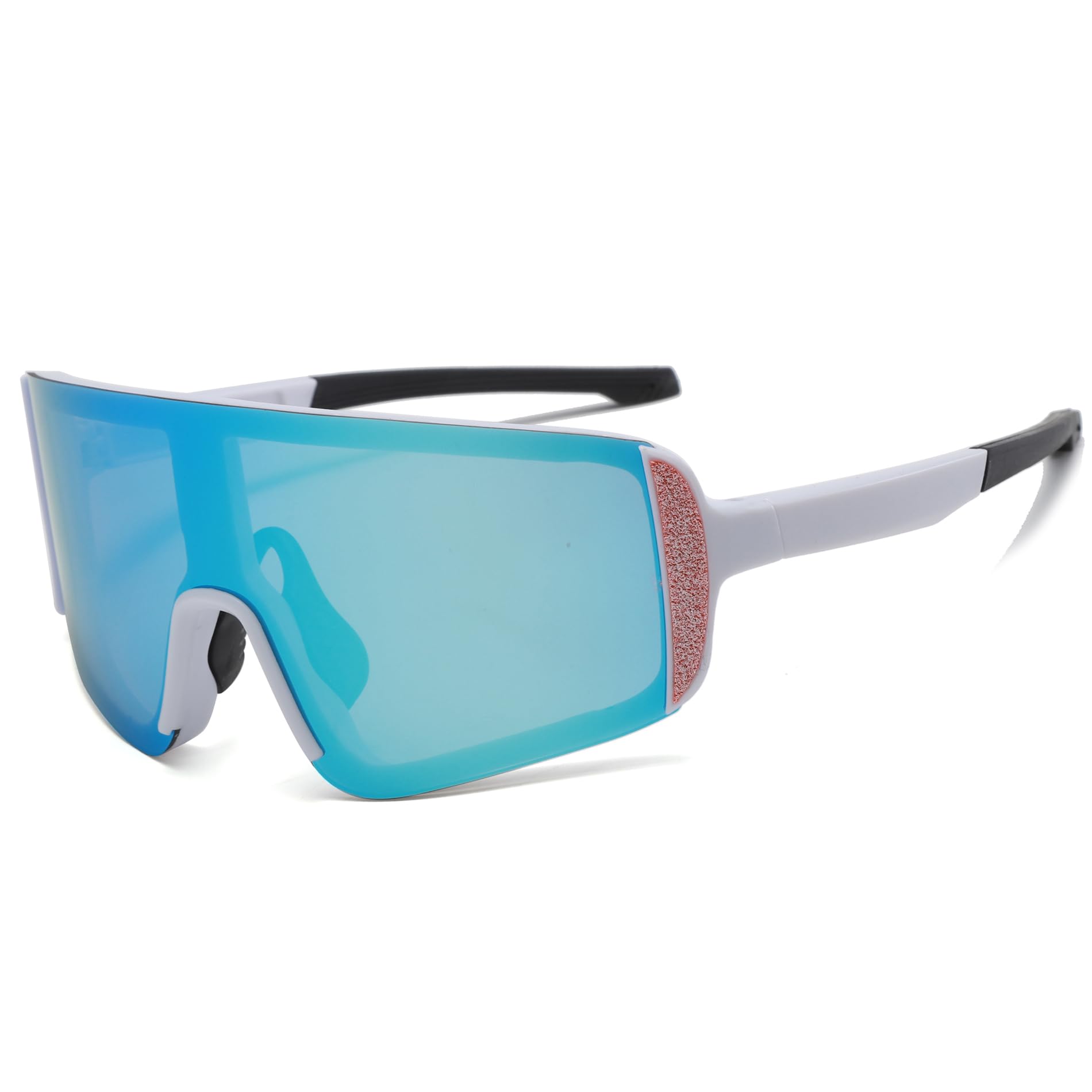 Long Keeper Sports Sunglasses for Women Men Youth Running Riding Cycling Glasses Windproof Motorcycle Bicycle Driving Sun Glasses UV400 Sports Shades (White Frame Blue Mirrored Lens)
