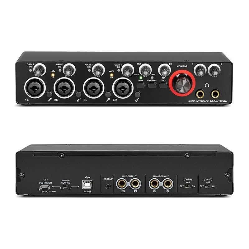 DJ-Controller, 4-Kanal-Aufnahme-Soundkarte mit treiberfreier Schnittstelle, USB-Soundkarte