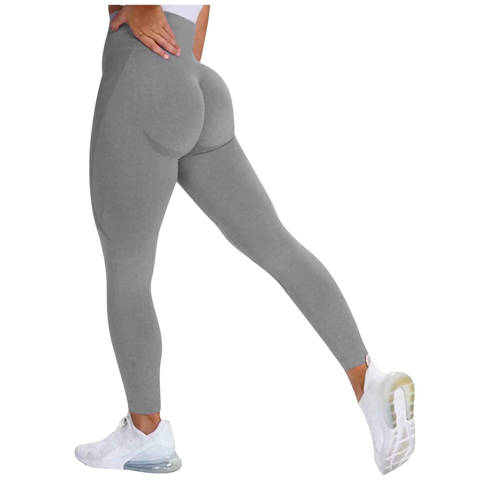 Danmeifu Seamless Workout Leggings for Women High Waist Tummy Control Butt Lifting Yoga Pants Gray