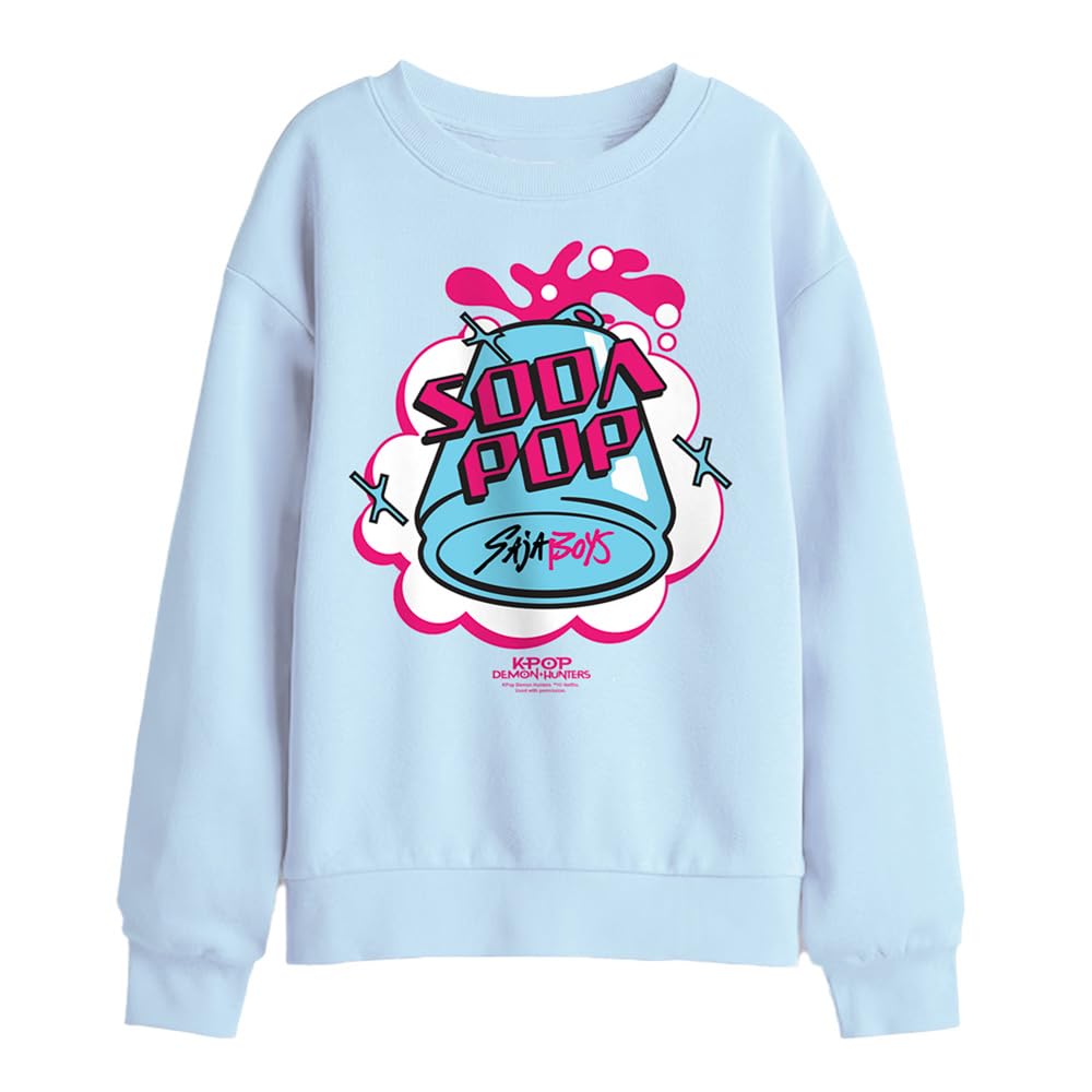 Kpop Demon Hunters Saja Boys Soda Pop Kids Sweatshirt, Light Blue, 12-13Y