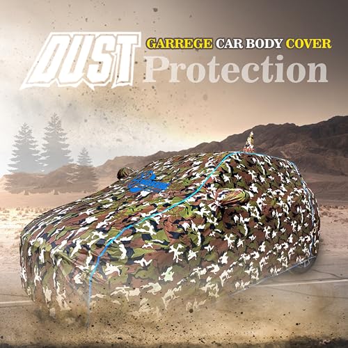Image of Waterproof Car Body Cover Compatible for Tata Punch with Mirror Pocket and Back Side Antenna Pocket, Triple Stitched (Dynamite Jungle Print with Blue Piping Design)