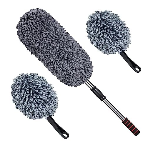 IPELY 3 Pack Large Microfiber Car Duster Exterior Scratch Free with Extendable, Car Duster Interior Multipurpose dust Cleaning