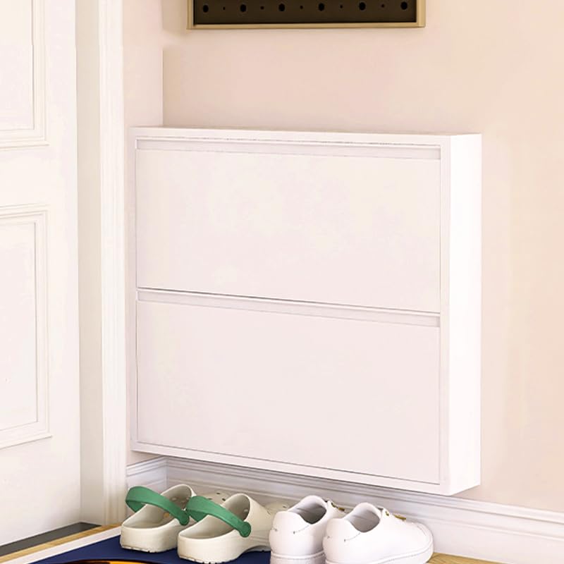 Zapatero de metal minimalista premium de fijación mural con cajón abatible para recibidor