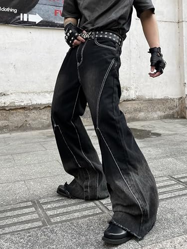 Men‘s Irregular Sutures Flared Jeans Bell Bottom Jeans Disco Pants 60s 70s Retro Trousers3