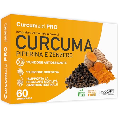 Curcuma e Piperina Plus, Curcumina 1000mg 60 compresse con estratto di curcuma piperina zenzero. + Piperina Vegana e Pepe Nero. Integratore Antinfiammatorio Naturale, turmeric