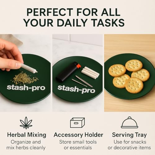 Image of Stash-Pro Toughened Glass Round Crushing & Mixing Tray (Bold Green)
