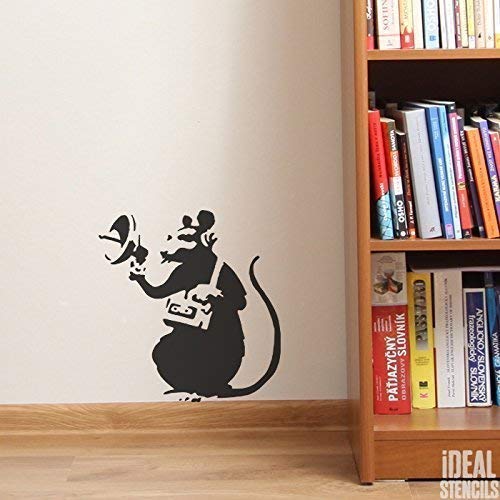 Banksy Ratte Graffiti Schablone - Radar Ratte/Wiederverwendbar Heim Dekor & Kunst Handwerk Malerei Schablone - halb geschliffen Durchsichtig Schablone, M/ 26X28CM Cover