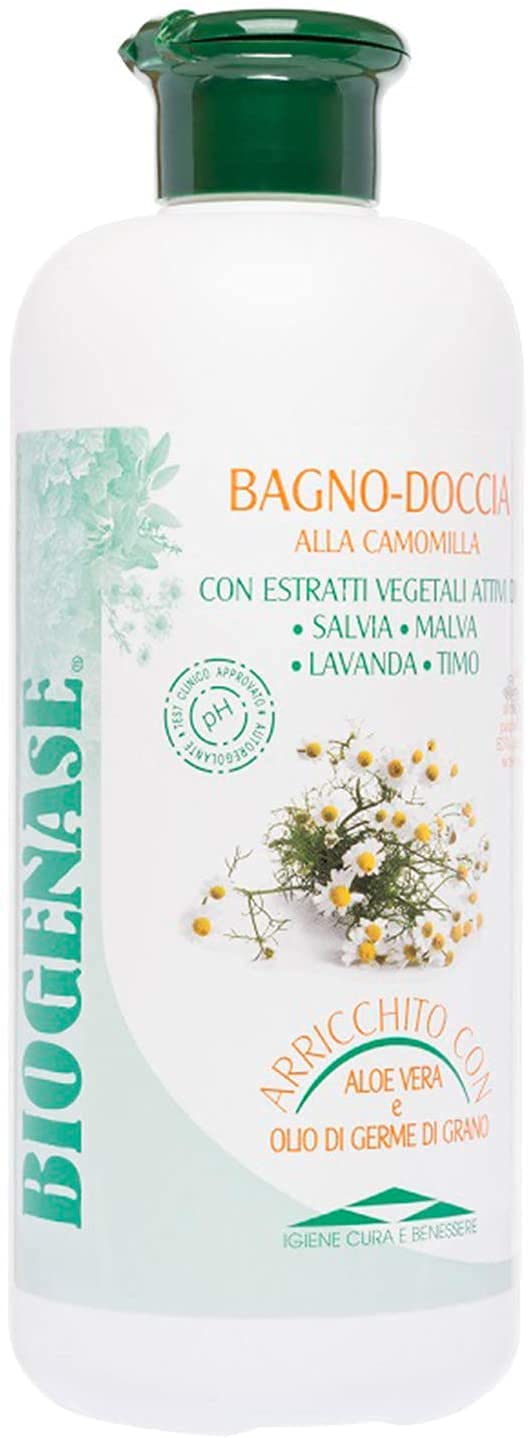 Biogenase - Relaxing Chamomile Shower Gel - Natural Body Wash Enriched with Aloe Vera and Wheat Germ Extracts - Moisturizing Body Wash - Paraben-Free, Silicone-Free and Cruelty-Free - 500 ml
