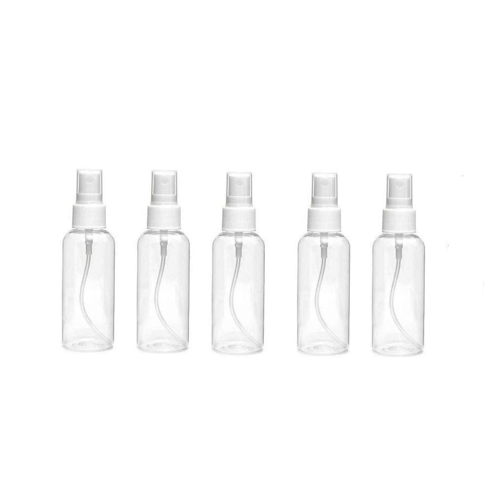 Sisca Plastic Refillable Fine Mist Perfume Atomizer Spray Bottle for Sanitizer Dispenser Travel Beauty Makeup, 100ml (Pack of 5)