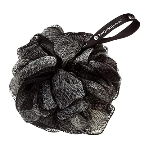 Hydrea London Exfoliating Shower Pouf - Black & Cream Cover
