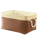 TheWarmHome Fabric Basket with Lined Large Storage Basket Baby Laundry Basket Toy Box,Brown Patchwork,16