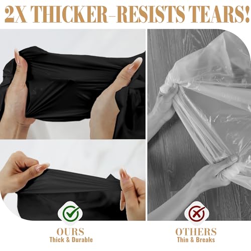 Image of 600FT X 54IN Plastic Table Cloth Disposable, Black Table Cover Roll
