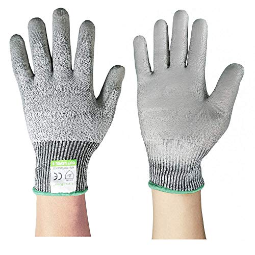 Guantes de Trabajo Resistentes al Cortes, Certificación CE EN388, Nivel 5 de Protección, Guantes PPE de Seguridad Anticortes para Cocina, Jardín, Huerto y Construcción, 8/M