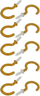 Aexit 13mm Opening Home Hardware Width 46mm Length Vinyl Coated Ceiling Cup Screw Hook Khaki 10pcs Model:75as470qo742