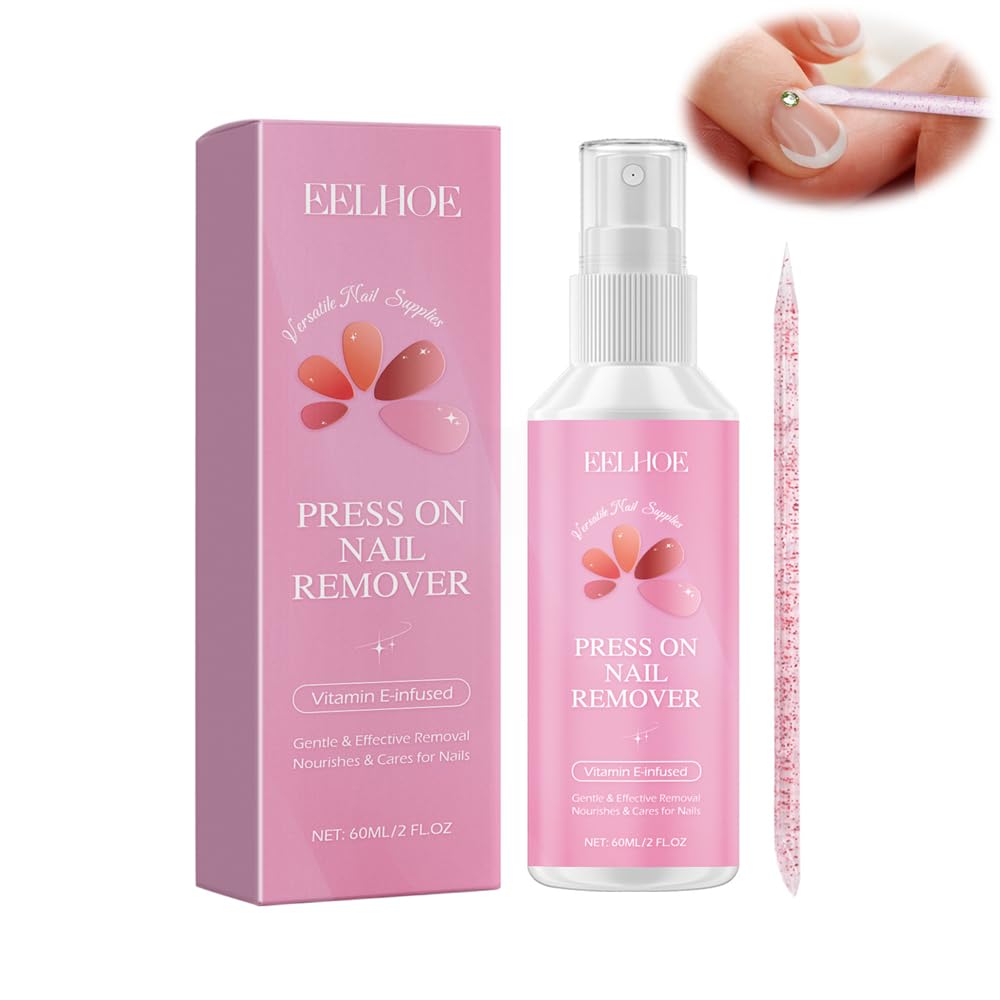 Azonee Acetone-Free & Odorless Press-On Nail Remover, 60ml, Gentle & Effective, Easy Quick Solid Glue Removal for False Nails