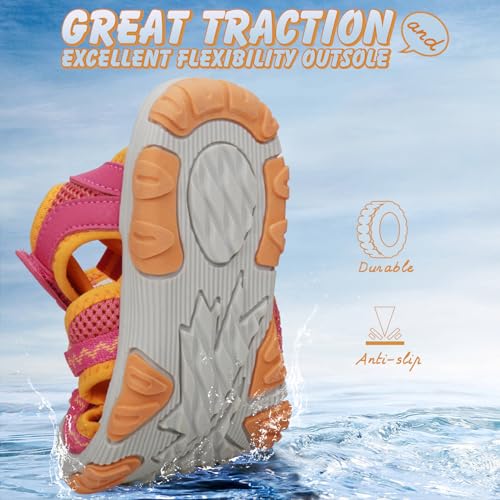 UOVO Boys Sandals Kids Sandals Hiking Athletic Closed-Toe Beach Summer Sandals for Boys Quick-Drying Slip Resistant4