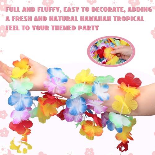 Image of JOVITEC 40 Pack Hawaiian Flower Garlands, 10 Feet Each Multicolored Tropical Luau Hibiscus Flower Lei Garland for Hawaiian Party Supplies Decorations Summer Beach Birthday Indoor Outdoor Decor