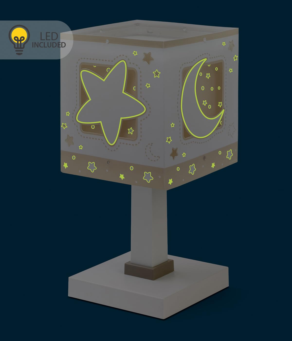 Dalber Lampada da tavolo o comodino per bambini Moonlight Luna e stelle beige, 63231NB, G4-4W LED - Lampadina inclusa - 5