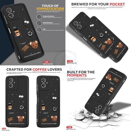 Image of AESTMO Back Case Cover for Motorola Moto G54 5G Cover | Cute Fun Cartoon 3D Ball | Coffee Silicone Case | Full Body Protection | Camera Protection Back Cover for Motorola Moto G54 5G (Black)