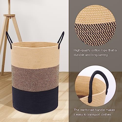 image for Fixwal Laundry Basket, Large Hamper Tall Cotton Rope Woven Decorative 