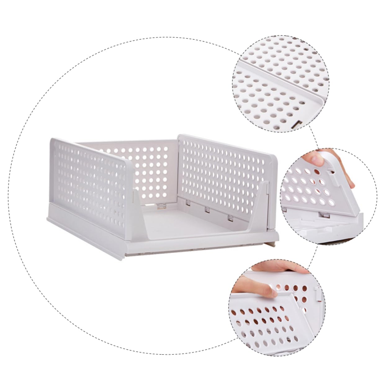 TEHAUX Organisateur Tiroir en Plastique Blanc 2pcs Plusieurs Compartiments et Design Coulissant pour Rangement Vêtements Empilable et Ventilé