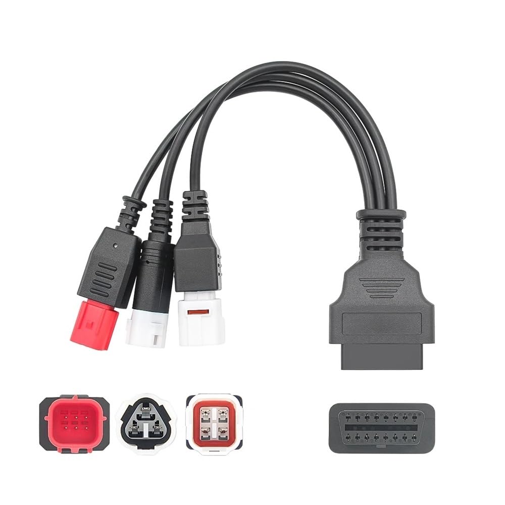 3 w 1 pasuje do YA 3pin 4pin i HON 6pin OBD2 16PIN złącze diagnostyczne motocyklowe adapter OBD 2 przedłużacz silnika(Black Connector)