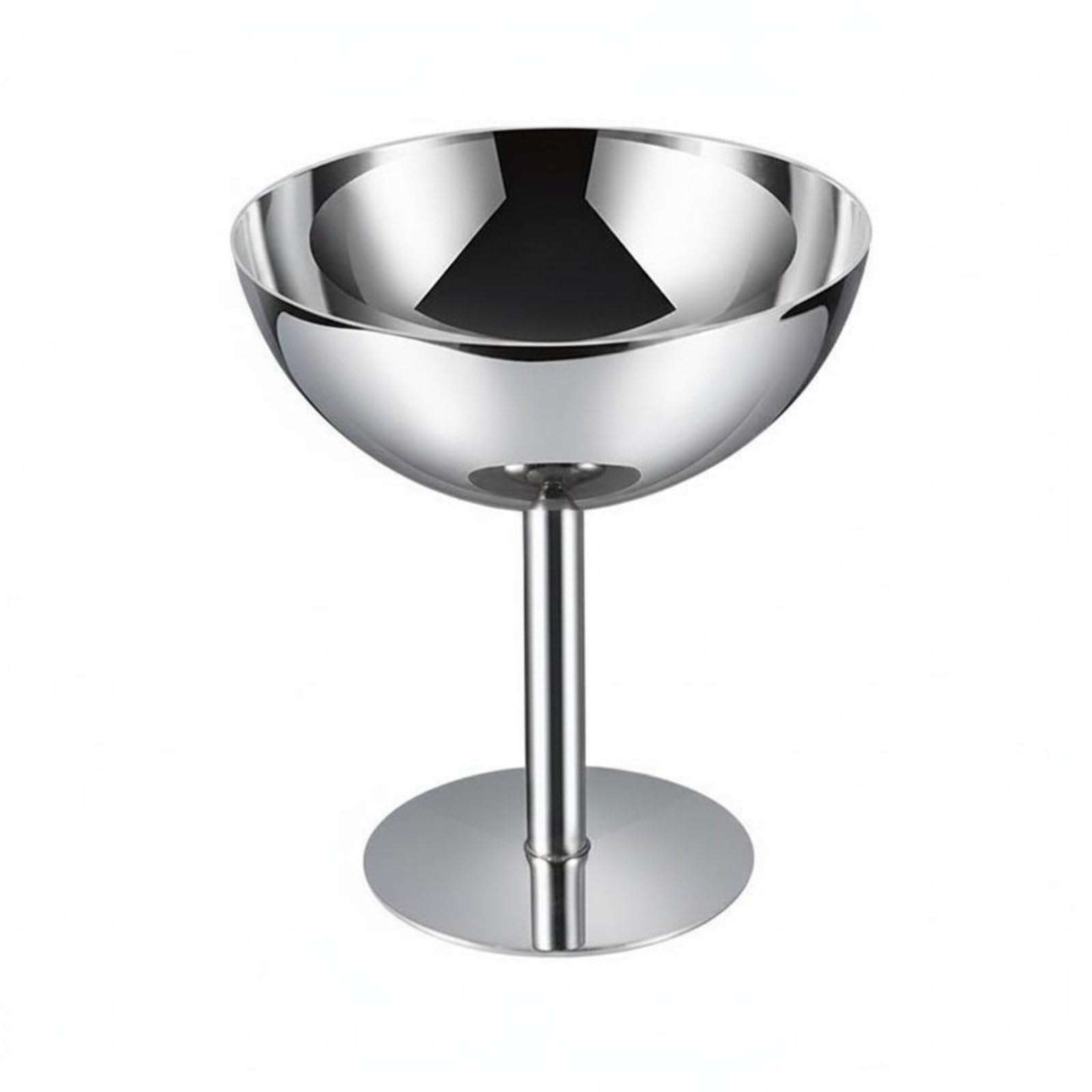Mirror Polished Stainless Steel Dessert Cup Easy to Clean Ice Cream Sundae Cup Long-Lasting Stemmed Dessert Bowl Rust Resistant for Cafe, Restaurant, Party, Silver, Tall-image-28