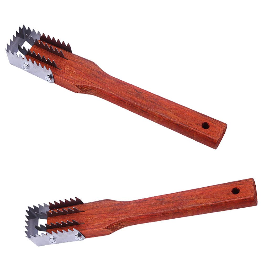 UPKOCH 2pcs Fish Scaler Stainless Steel Fish Scaler Remover Fish Scraper Remover with Wooden Handle for Kitchen Tool Faster and Easier Fish Scales Skin Removing Peeling