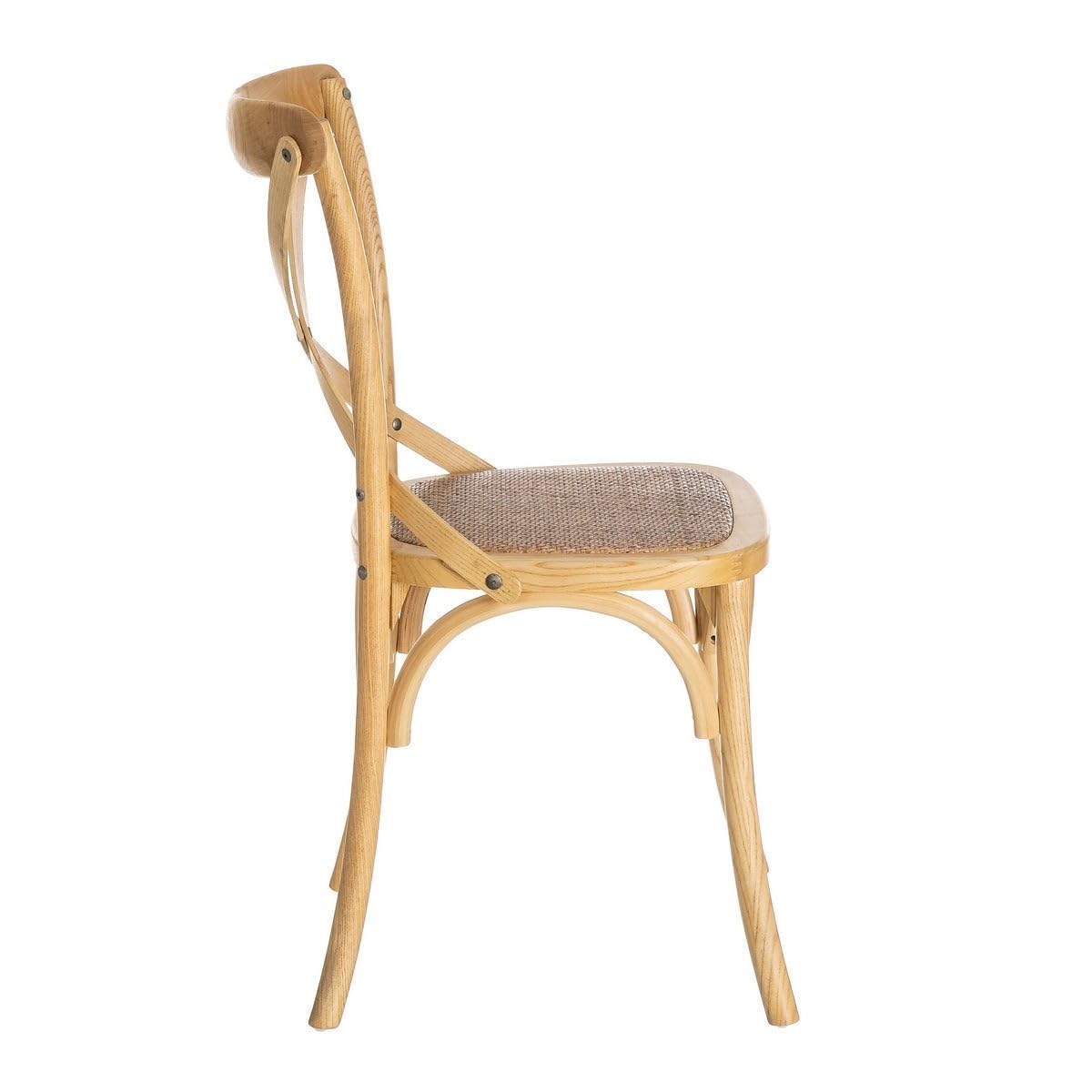 LOLAhome - Silla de Comedor Aspas de Madera de Olmo Color Natural con Asiento de ratán Trenzado en Tono Natural