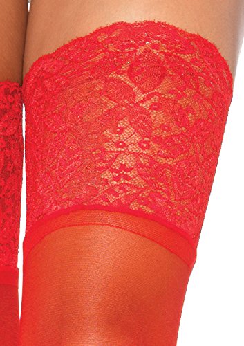 Image of Leg Avenue Women's Spandex Sheer Thigh Highs with Silicone Stay-Up Lace Top
