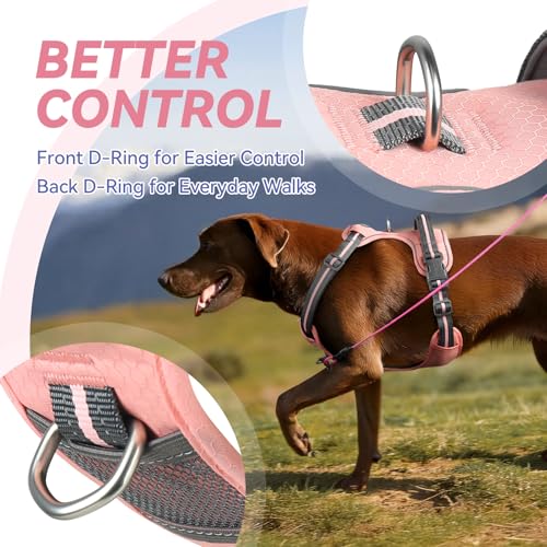 VIVAGLORY Easewalk Hundegeschirr, Anti Zug Hundegeschirr für Training & Spazieren, Anti Zieh Geschirr Welpengeschirr Mit Griff, Ausbruchsicher & Non-Stop für Welpe Hunde, XS, Sakura Rosa - Patterned