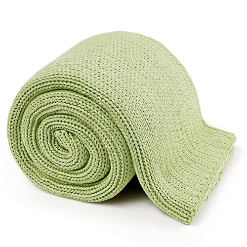 Guohaoi Knitted Weighted Blanket for Adults (Light Green 48"x72" 15lbs) No Beads Cooling Throw Blanket for Hot Sleepers, Home Decor Breathable Chunky Knit Heavy Blanket Use on Full Size Bed