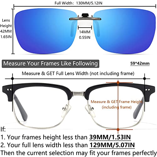 Image of Polarized Clip On Sunglasses Over Prescription Glasses Men Women Compact Fit Non-Flip Up