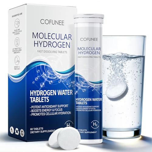 COFUNEE Hydrogen Tablets with Magnesium - H2 Molecular Hydrogen Tabs for Drinking Water, Hydration Electrolytes Supports Healthy Aging, Focus & Daily Energy, Fast-Dissolving Tablets, 60 Count