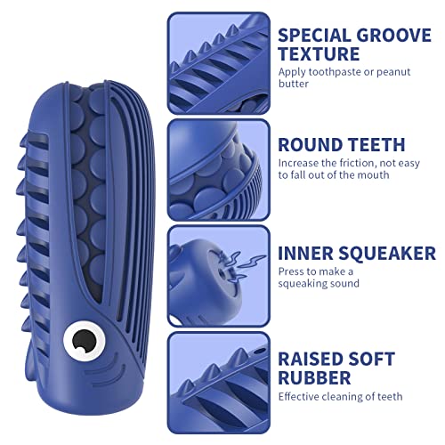 Dog Toys for Aggressive Chewers Large Dogs, Squeaky Dog Toys, Durable Tough Dog Chew Toys for Medium Large Breed with Non-Toxic 100% Natural Rubber(Deep Blue)