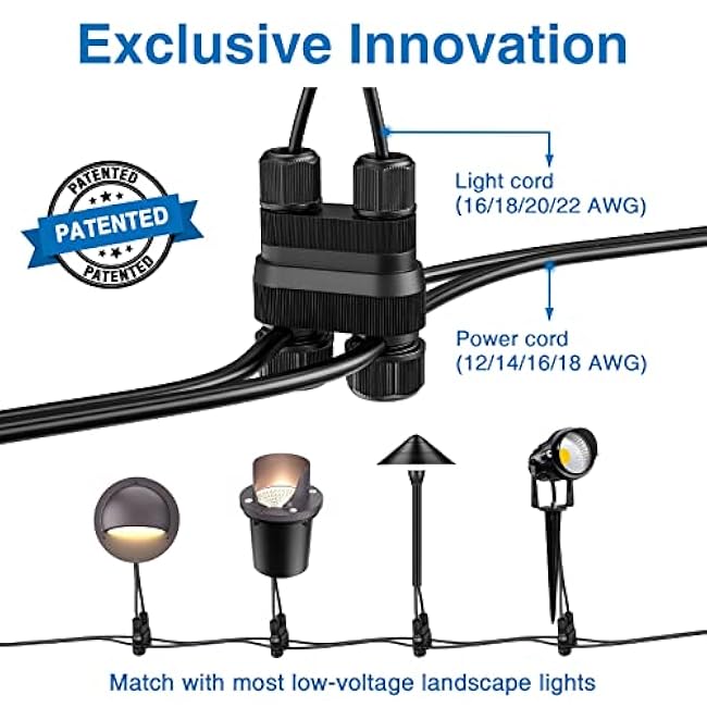SUNVIE Fastlock2 Low Voltage Wire Connector Landscape Lighting Connectors Waterproof 12-18 Gauge Wire Connectors for Low Voltage Landscape Lights Outdoor Landscape Path Lights, 20 Pack