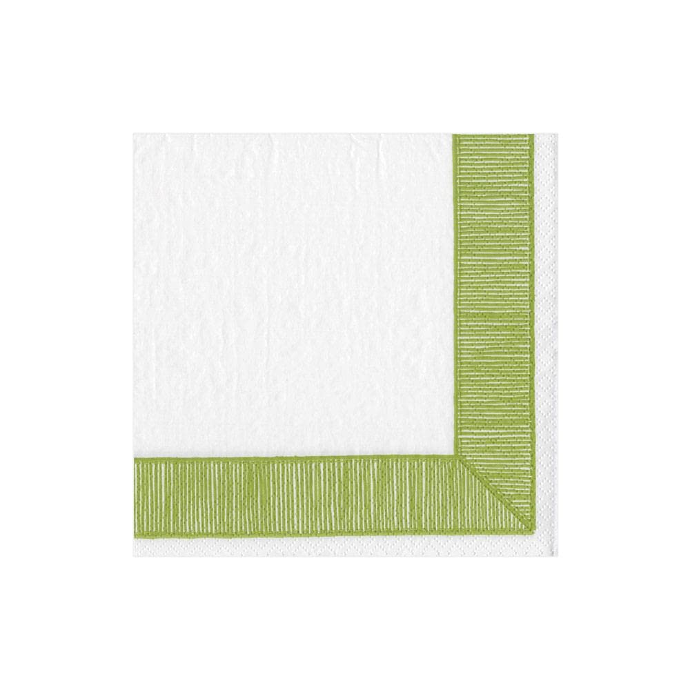 CaspariRibbon Border Paper Cocktail Napkins in Green - 20 Per Package