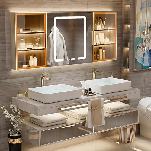 ZGNBSD Double Bathroom Vanity with Sink & Defog Mirror