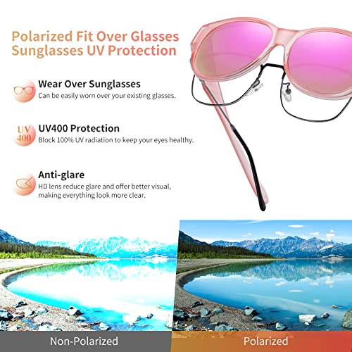 Image of GEGURI Polarized Sunglasses Fit Over Glasses for Men Women, Oversized Square Sun Glasses UV400 Protection Shades
