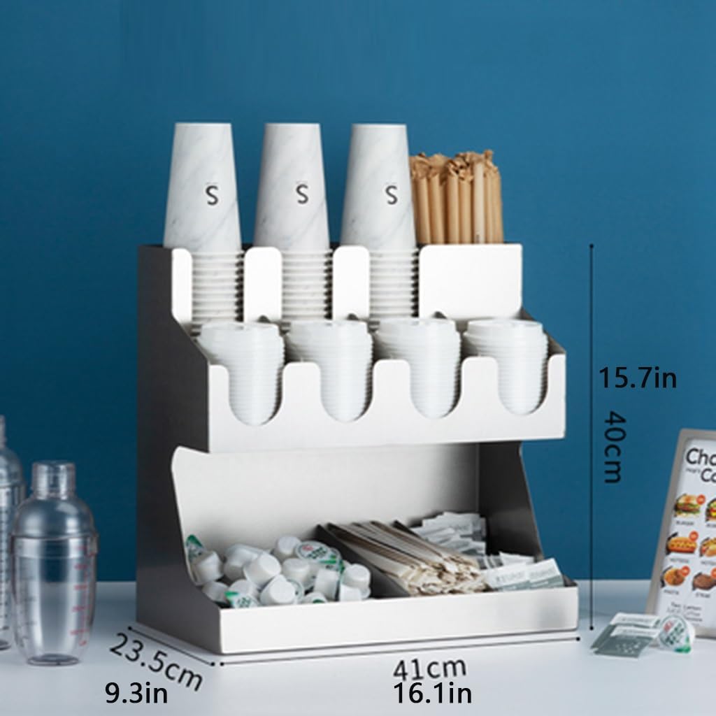Set di organizer per stazioni da caffè, grande dispenser per tazze di carta, in acciaio inox, usa e getta, per ufficio, salotto, sala ricevimenti