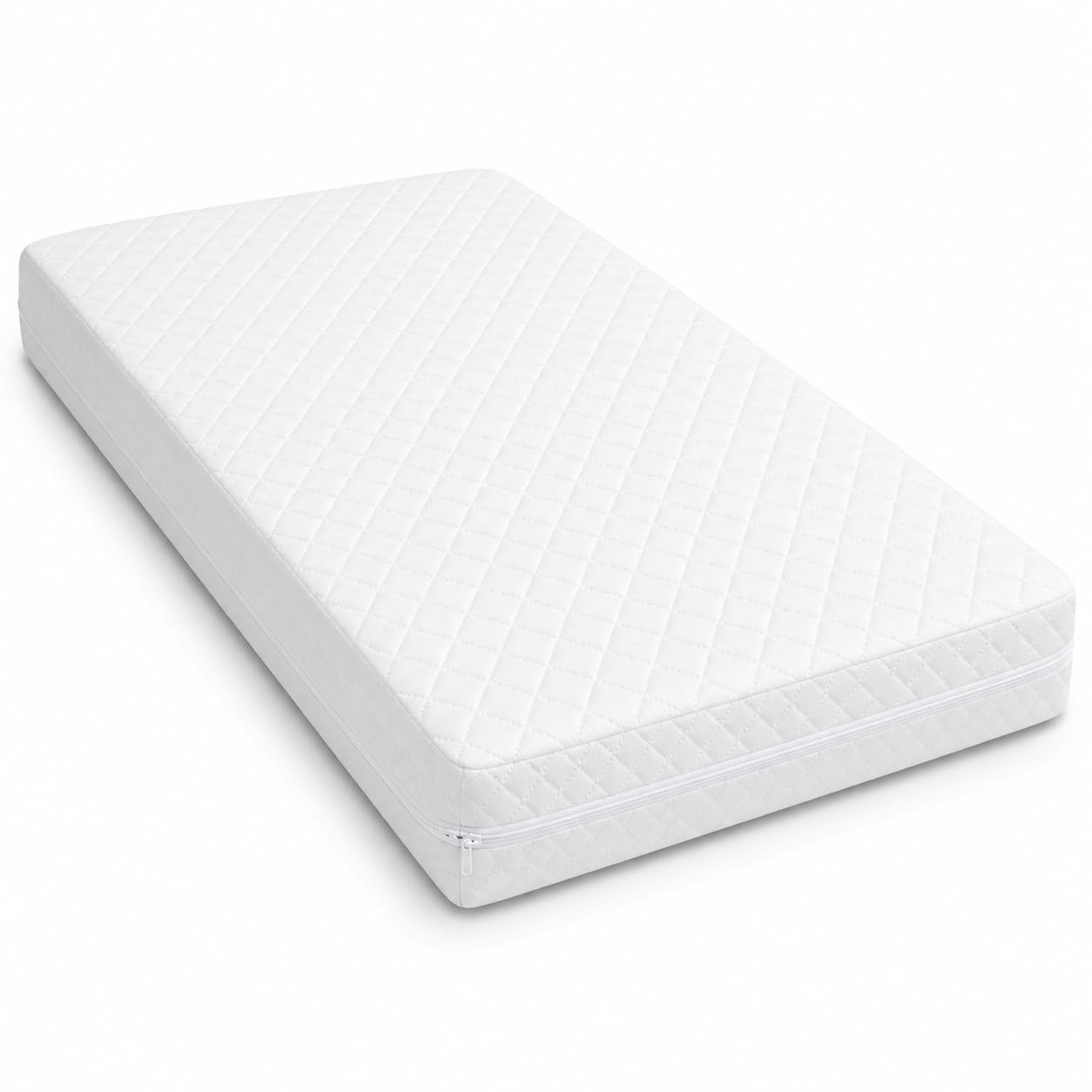 Sleep Wish Children's Cot Bed Mattress, Breathable Quilted Foam Nursery Mattress with Removable Washable Cover, Hypoallergenic Water Resistant Toddler Mattress for Cot Beds, White, 160 x 80 x 10 cm
