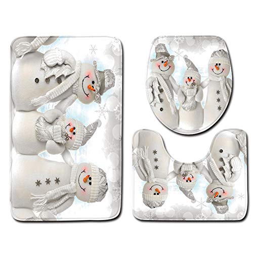 3 Stück rutschfeste Badezimmermatten Set Weihnachten Toilette Dekoration Toilettendeckel Abdeckung U-förmige Kontur…