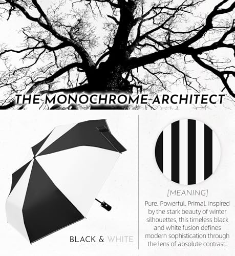 LILAC Windproof Travel Umbrella for Rain - 43\" Auto Open Close 8-Rib Compact, Stylish Two-Tone Color Block Design, Easy-Close Folding Portable Parasol for Men & Women - Thumbnail 4