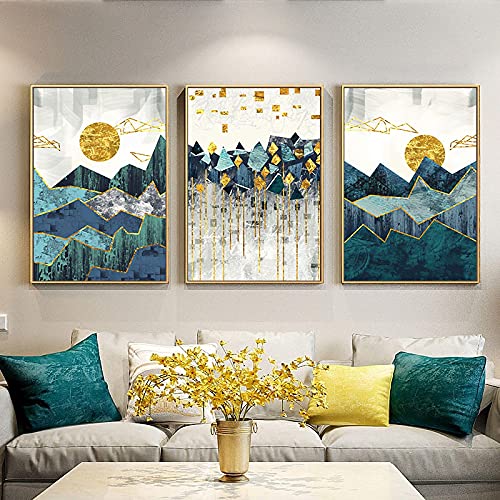 Peinture murale paysage abstrait nordique 50x70cm lot de 3 toiles de salon