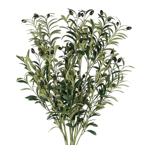 HomeKaren Olive Stems 3 Pcs 39 inch Artificial Olive Green Leaves Picks, Spring Branches Decor for Vase, Greenery Vase Filler Home Decoration Indoor