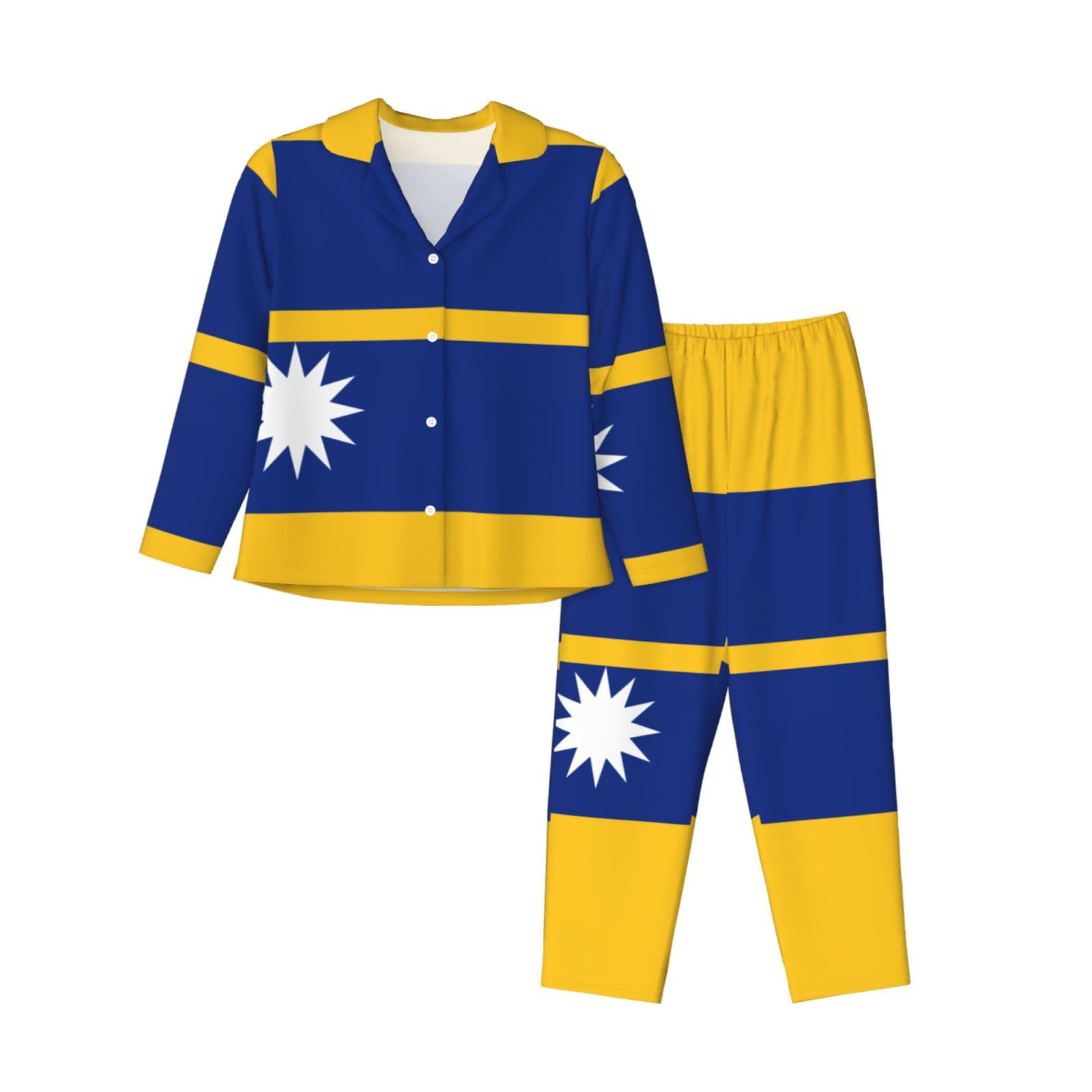 Pyjama drapeau de Nauru ensemble homewear manches longues pour le week-end - 8