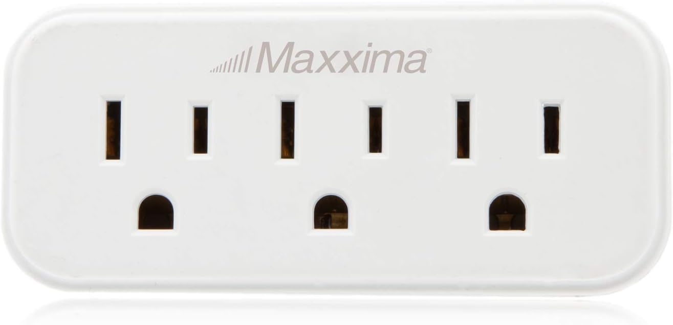 Maxxima 3 Grounded Multi Outlet Adapter Wall Plug - Outlet Extender Wall Tap, Turns 1 Outlet into 3, Indoor 3 Way Plug Splitter - White - 4 Pack