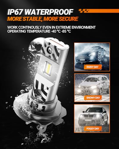 Image of SEALIGHT H7 LED Fog Bulb, 36000LM 800% Super Brighter, 6500K Hi /Low Beam, With 15000RPM Cooling Fan, 60000HRS+ Lifespan, Pack of 2