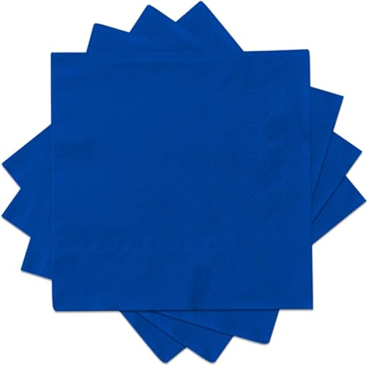 Cocktail Napkins 3-ply 80PCS Blue Beverage Napkin Disposable Paper Cocktail Napkins Dinner Napkins for Birthday Graduation Party Restaurant Bar Picnic